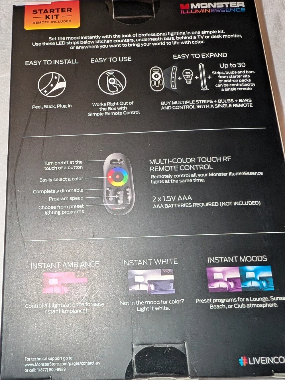 Monster Illuminessence Led Strip Light Kit With Remote Control New In Box
